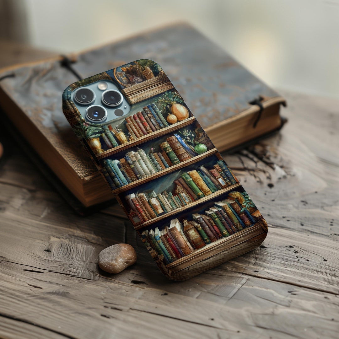 Floral Bookshelf Phone Case for iPhone 16 15 14 13 12 11 Samsung Galaxy S25 S24 S23 S22 Magsafe ...