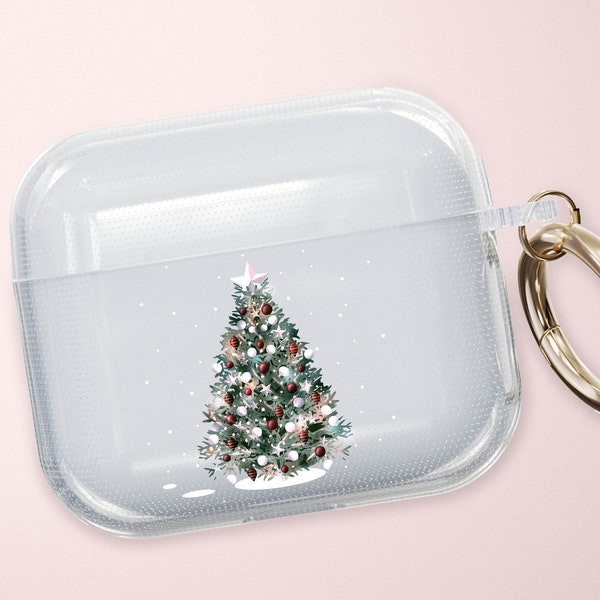 Christmas Tree Clear Airpods Case, Airpods Pro, 3rd Gen, Original, 2nd Gen, Airpods 2, Airpods 3, Airpods Pro, Airpods Case, christmas, snow