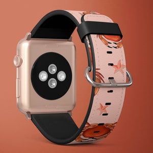 Crab Starfish Apple Watch Band For Women For All Series iWatch Replacement Straps With Flowers, Beach , Summer Design 38 40 42 44mm