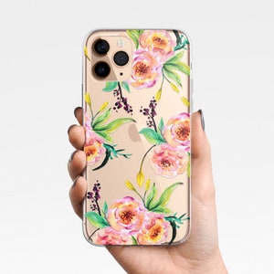 Floral Ästhetische Hülle für iPhone 16e 16 15 14 13 12 11 XS Samsung Galaxy S25 S24 S23 S22 S21 Klarsicht Hülle TPU Hybrid Cottagecore, Frühling
