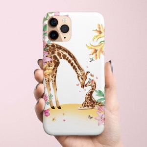 Giraffe Mom And Baby Phone Case available for iPhone 16 15 14 13 12 11 XR XS Samsung Galaxy S25 S24 S23 S22 Ultra, S21, S20 Animal gift