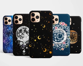 Celestial Moon Phone Case iPhone 17e 17 16e 16 15 14 13 12 MagSafe Samsung Galaxy S26 S25 S24 S23, S22 Pixel 10 sun star constellation gift
