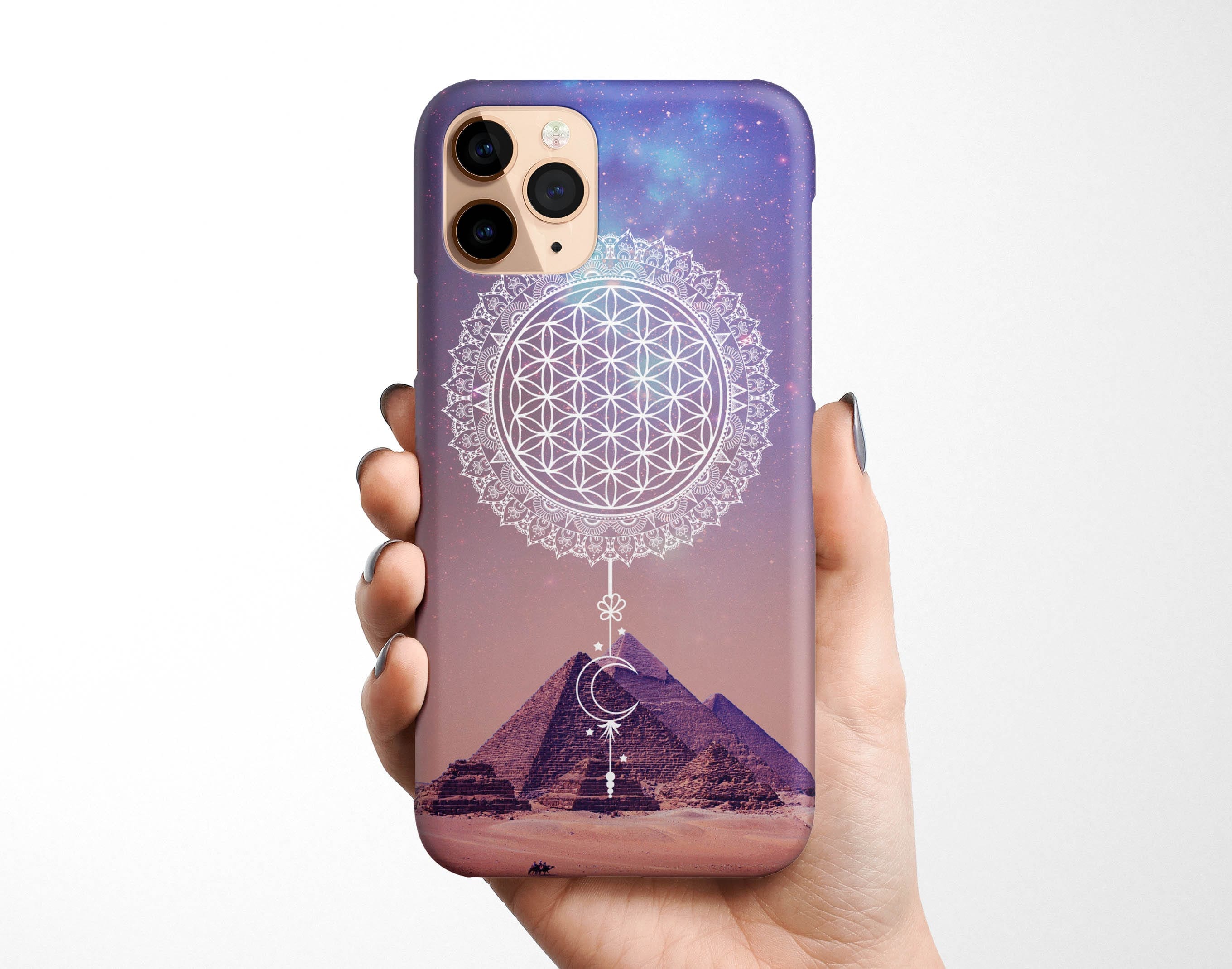 Egyptian Pyramid Phone Case iPhone 16e 16 15 14 13 12 11 XS  Samsung Galaxy S25 S24 S23 S22 Ultra S21, S20, S10, flower of life, egypt gift