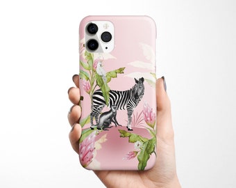 Zebra Jungle Phone Case available for iPhone 15 14 13 12 11, Samsung Galaxy S24 S23 S22 S21, S20 Note 20 Tropical, Animal gift for her