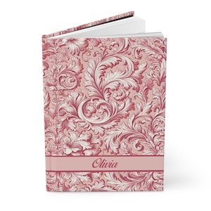 Custom Name Toile de Jouy Aesthetic Journal Pink Notebook Gift for Her Coquette Decor Notebook French Notebook Journal Sketch Book Coquette
