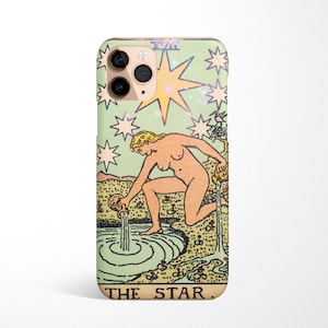 Capa de telefone Star Tarot disponível para iPhone 16e 16 15 14 13 12 11 Samsung Galaxy S25 S24 S23 S22 Ultra S21, S20, Note 20 Ideia de presente espiritual