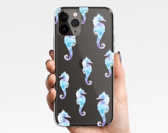 Seahorse Ocean Phone Case for iPhone 15, 14 13 12 11 Samsung Galaxy S24 S23 S22 Ultra, S21 Clear Case TPU Hybrid beach, summer, ocean