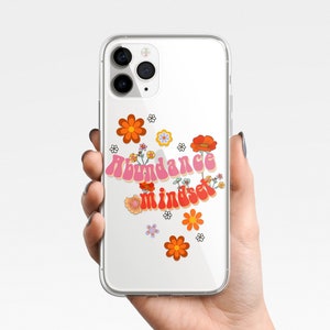 Fülle Motivation klare Handyhülle für iPhone 16e 16e 16 15 14 13 12 11 XR Samsung Galaxy S25 S24 S23 S22 Blumen Klarsichthülle TPU Hybrid Geschenk