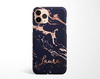 Personalised Custom Name Marble Phone Case for iPhone 16e 16 15 14 13 12 11 XR XS Samsung Galaxy S25 S24 S23 S22 S21 S20 Rose Gold gift