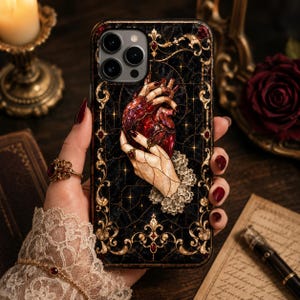 Heart Stained Glass Phone Case iPhone 17e 17 16e 16 15 14 13 12 MagSafe Samsung Galaxy S26 S25 S24 S23 S22 Pixel 10 Aesthetic Fall gift