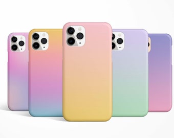 Funda para teléfono con colores arcoíris degradados para iPhone 17e, 17, 16e, 15, 14, 13, 12 y 11, Samsung Galaxy S26, S25, S24, S23 y S22, Google Pixel 10, morado, arcoíris, azul y rosa.