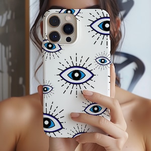 Evil Eye Phone Case für iPhone 17e 17 16e 16e 15 14 13 12 11 Samsung Galaxy S26 S25 S24 S23 S22, S21, Note 20 Plus Esoterisches Geschenk