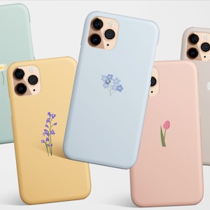 Minimalist Floral Phone Case iPhone 17e 17 16e 16 15 14 13 12 MagSafe Samsung Galaxy S26 S25 S24 S23 S22  Pixel 10 9 indie flowers pastel