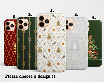 Christmas Phone Case for iPhone 15 14 13 12 11 Samsung Galaxy S23 S22 S21 Goole Pixel MagSafe christmas tree snowflake winter bee pattern