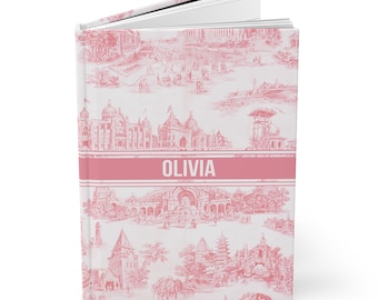 Aangepaste naam Toile de Jouy Esthetic Journal Pink Notebook Cadeau voor haar Coquette Decor Notebook French Notebook Journal Sketch Book Coquette
