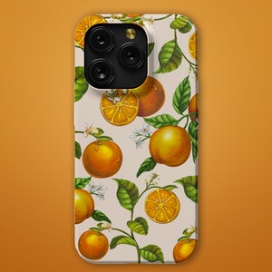 Orange Phone Case for iPhone 16e 16 15 14 13 12 11 Samsung Galaxy S25 S24 S23 S22 Google Pixel 9 MagSafe French cottagecore case fruit gift
