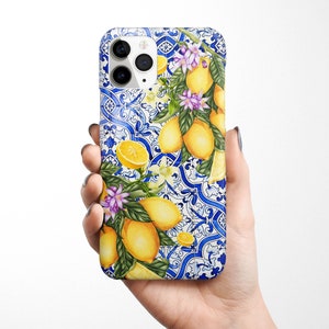 Zitrone Tile Phone Case für iPhone 16e 16e 16 15 14 13 12 11 Samsung Galaxy S25 S24 S23 S22, S21, S20 MagSafe Case Mosaic Geschenkidee