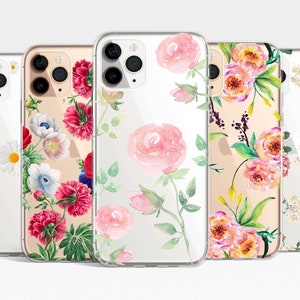 Cottagecore Spring Floral Clear Phone Case iPhone 16e 15 14 13 12 11 Samsung Galaxy S25 S24 S23 S22 transparent Clear Case TPU Hybrid flower
