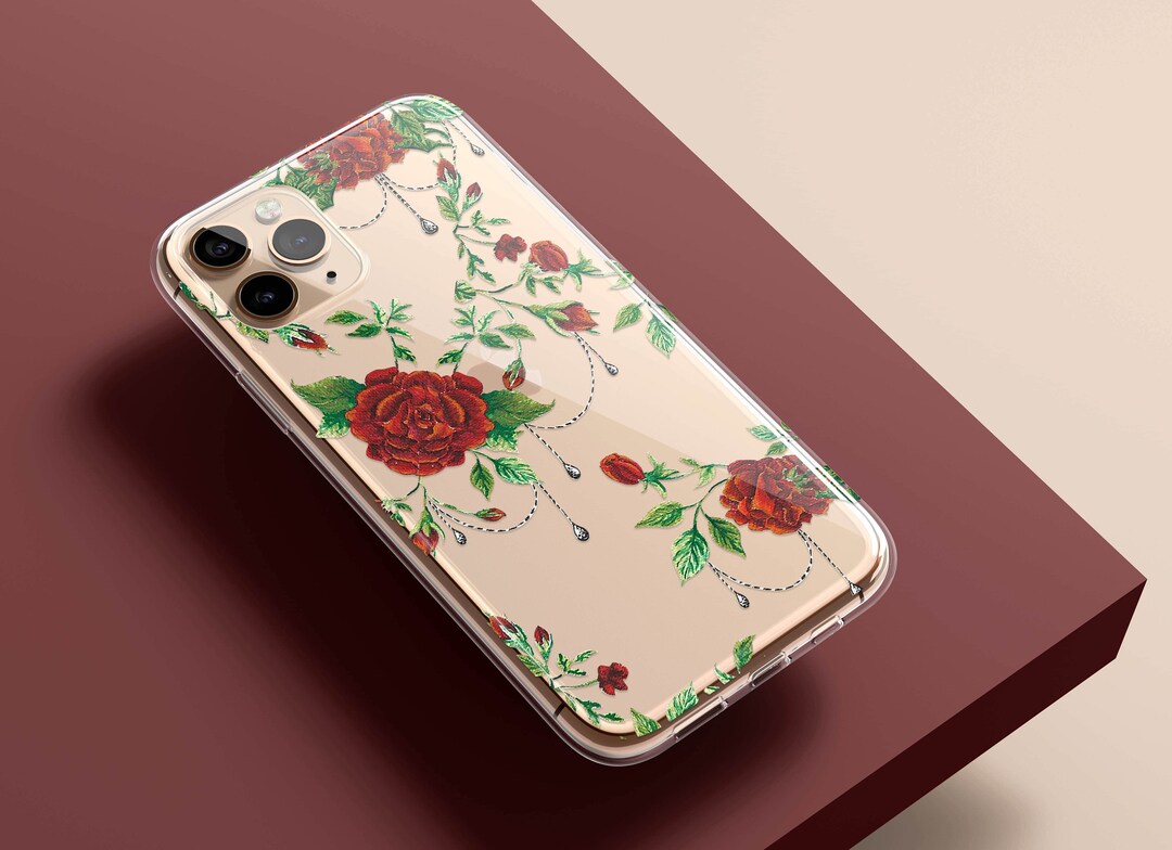 Red Roses Floral Phone Case for iPhone 16e 16 15 14 13 12, 11 Samsung ...