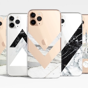 Marmor klar Handyhülle iPhone 16e 16 15 14 13 12 11 Samsung Galaxy S25 S24 S23 S22 S21 transparent Klarsichthülle TPU Hybrid, Geschenk