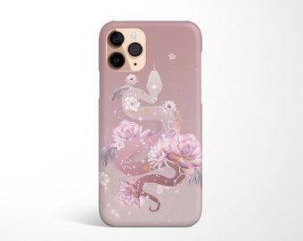 Pink Snake Phone Case for iPhone 17e 17 16e 16 15 14 13 12 11 Samsung Galaxy S26 S25 S24 S23 S22 S21 serpent Floral jungle gift idea
