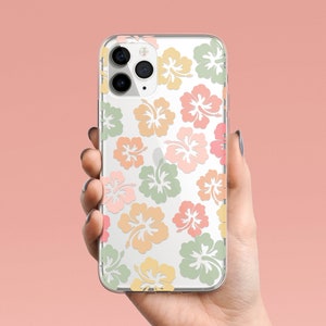 Plumeria Hawaii Phone Case for iPhone 16e 16 15 14 13 12 11 Samsung S25 S24 S23 S22 S21 Hibiscus, floral Clear Case TPU Hybrid gift MagSafe