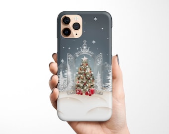 Christmas Tree Phone Case iPhone 17 16e 16 15 14 13 12 11 XR Samsung Galaxy S25 S24 S23 S22, S21 christmas phone case, snow blue phone case
