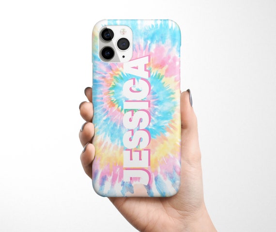 Custom Name Tie Dye Phone Case iPhone 17e 17 16e 16 15 14 13 12 11 Samsung Galaxy S26 S25 S24 S23 S22 S21, S20, Rainbow, Pride gift idea