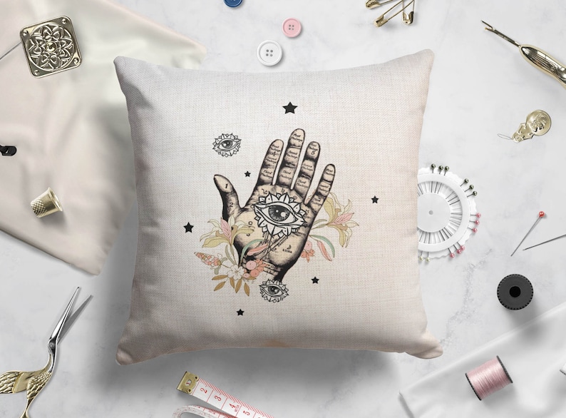 Palmistry Pillow Case Custom Pillow Personalized Names Throw Pillow Cover Housewarming Gift Customized Pillow Cover