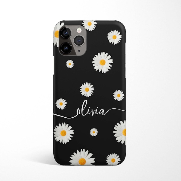 Custom Name Daisy Phone Case available for iPhone 15 14 13, 12, 11 XR Samsung Galaxy S24 S23 S22 Note 20 Personalised Case, Custom floral