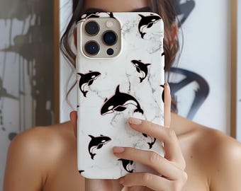 Orca Marble Phone Case for iPhone 17e 17 16e 16 15 14 13 12 11 Samsung Galaxy S26 S25 S24 S23 S22  S21 ocean, wildlife, sea, Animal gift