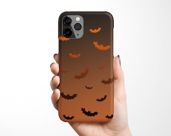 Bats Halloween Phone Case iPhone 17 16e 16 15 14 13 12 11 MagSafe Samsung Galaxy S25 S24 S23 S22, S21 autumn fall bats Pixel 10 case gift