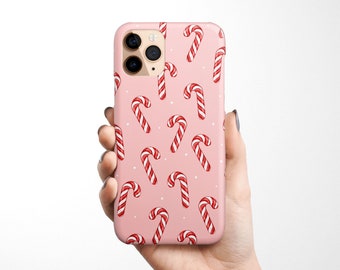 Pink Candy Cane Phone Case for iPhone 17 16 15 14 13 12 11 Samsung Galaxy S24 S23 S22, S21, S20, Note 20 xmas phone case pink phone case
