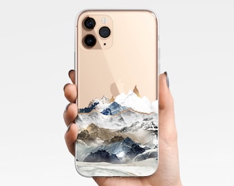Funda para teléfono con diseño de montaña estética para iPhone 17e 17 16e 16 15 14 13 12 11 Samsung Galaxy S26 S25 S24 S23, S22 S21 Funda transparente TPU Híbrida Wanderlust