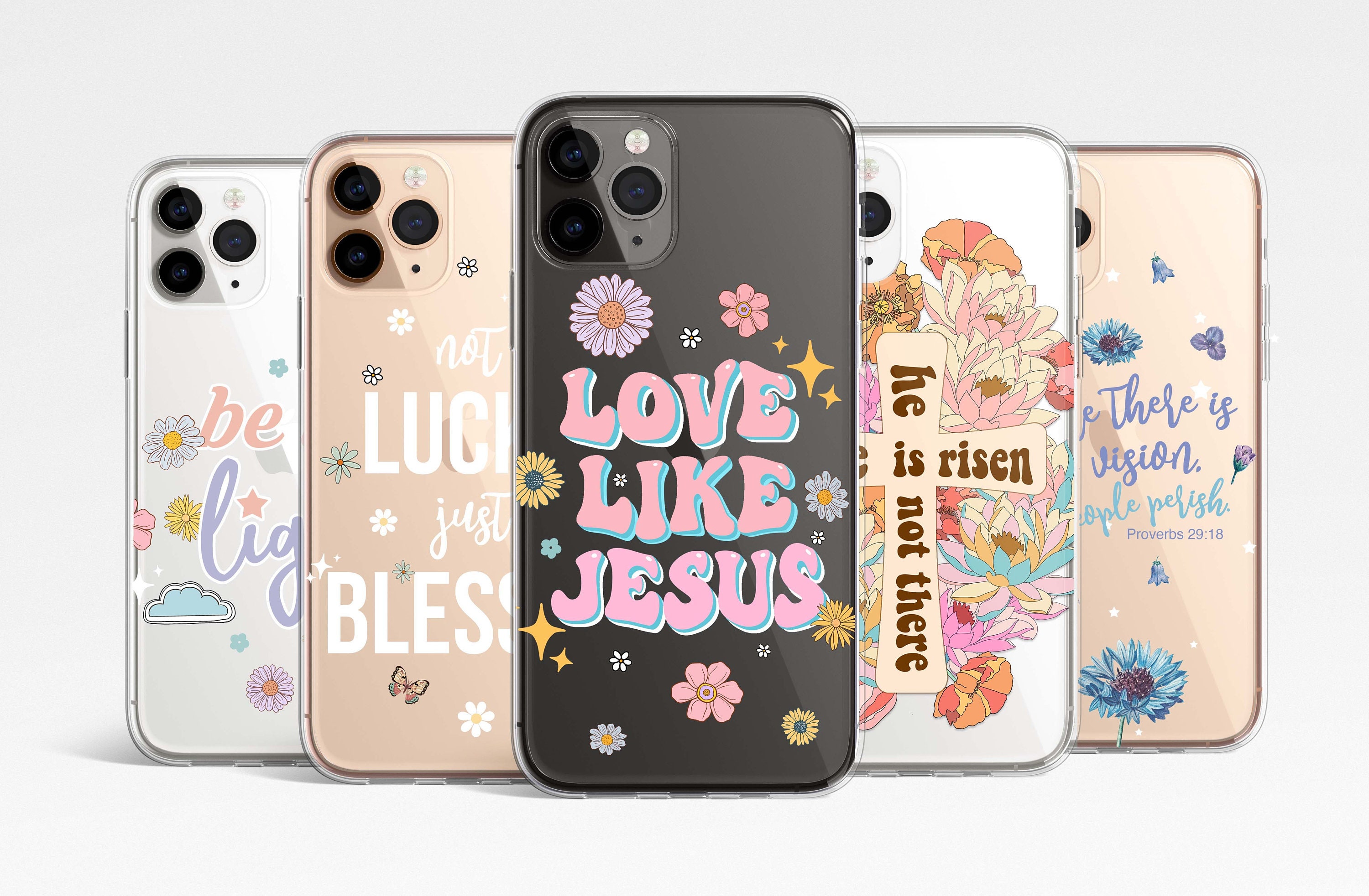 Jesus God Quote Clear Phone Case for iPhone 16e 16 15 14 13