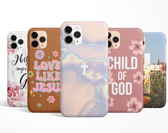 Etui na telefon z cytatem chrześcijańskim "Bóg Jezus" na iPhone'a 17e 17 16e 16 15, 14 13 12 11 MagSafe Samsung Galaxy S26 S25 S24 S23 S22, S21 Pixel 10 prezent