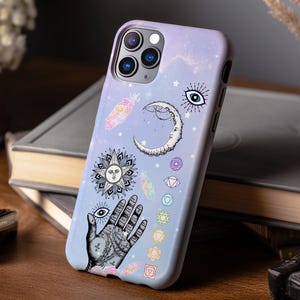 Funda retro para teléfono con diseño de chakra espiritual y tercer ojo para iPhone 17e 17 16e 16 15 14 13, 12 Samsung Galaxy S26 S25 S24 S23 S22 S21 Regalo celestial lunar