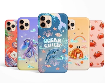 Sealife Dolphin Crab Fish Phone Case for iPhone 17e 17 16e 16 15 14 13 12 11 Samsung Galaxy S26 S25 S24 S23 S22 starfish octopus beach snail