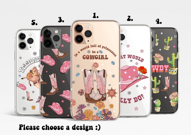 Western Country Cowgirl Clear Phone Case iPhone 15 14 13 12 Samsung Galaxy S24 S23 cowboy, howdy, cactus, Clear Case TPU Hybrid, dolly, hat image 2