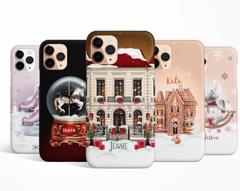 Custom Name Christmas Phone Case iPhone 17 16e 16 15 14 13 12 MagSafe Samsung Galaxy S25 S24 S23 S22 Google PIxel 10 gingerbread nutcracker