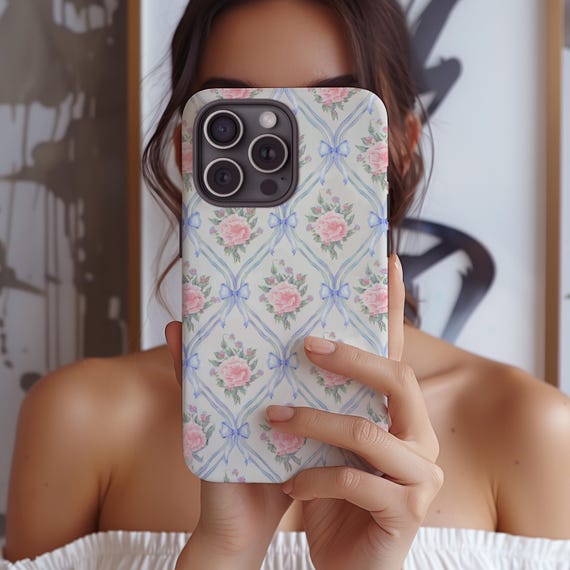 Romantic Coquette Phone Case for iPhone 17 16e 16 15 14 13 12 11 MagSafe Samsung Galaxy S25 S24 S23 S22 S21 Google Pixel 10 9 bow rose gift