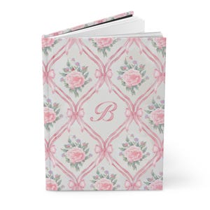 Custom Name Coquette Floral Aesthetic Journal Pink Notebook Gift for Her Coquette Decor Notebook Ribbon Notebook Journal Sketch Book