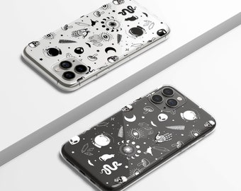 Clear Mystic Aesthetic Phone Case iPhone 17 16e 16 15 14 13 12 Samsung Galaxy S25 S24 S23 halloween witch Clear Case TPU Hybrid gift