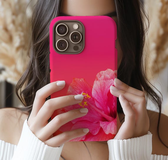 Hibiscus Pink Phone Case iPhone 17e 17 16e 16 15 14 13 12 MagSafe Samsung Galaxy S26 S25 S24 S23 S22 S21 S20 Pixel 10 9 flowers floral gift