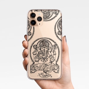 Ganesha Indian Phone Case for iPhone 16e 16 15 14 13 12 11 Samsung Galaxy S25 S24 S23 energy esoteric Clear Case TPU Hybrid spiritual gift