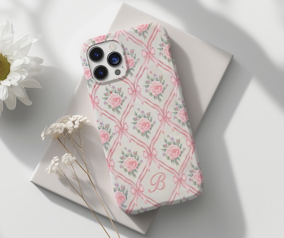 Custom Name Pink Coquette Phone Case iPhone 17 16e 16 15 14 13 12 11 MagSafe Samsung Galaxy S25 S24 S23 Google Pixel 10 9 Bow Rose gift