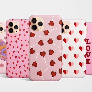 Heart Phone Case for iPhone 16e 16 15, 14 13, 13 12 11 Samsung Galaxy S25 S24 S23 S22 Ultra MagSafe case Google Pixel 9 8 gift for her, love