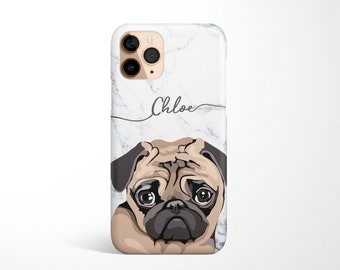 Personalised Custom Name Pug Phone Case for iPhone 16e 16 15 14 13 12, 11 XR Samsung Galaxy S25 S24 S23 dog phone case, pug MagSafe gift