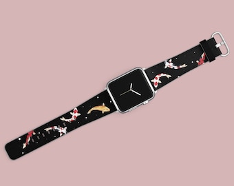 Koi Fish Apple Watch Band For Women For All Series iWatch Replacement Straps With Lake Animal Fish Design 38 40 42 44mm