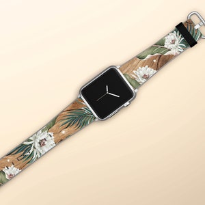 Tropical Floral Apple Watch Band For Women For All Series iWatch Replacement Straps With Exotic Jungle Flowers Design 38 40 42 44mm